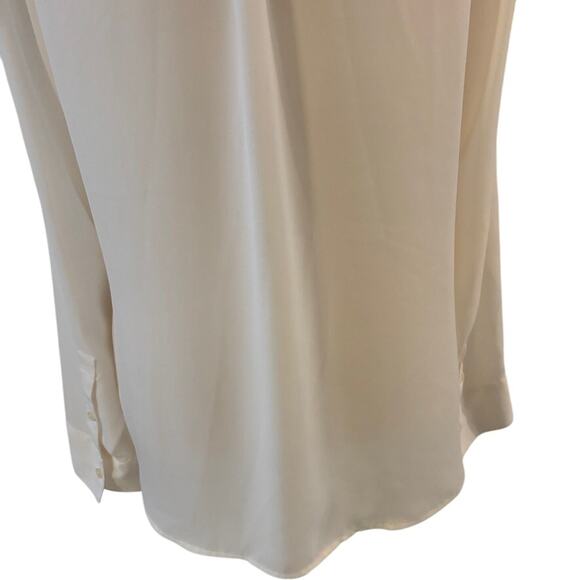 Express Portofino Blouse Medium White Black Trim Zip Front Long Sleeve Top - Picture 8 of 8